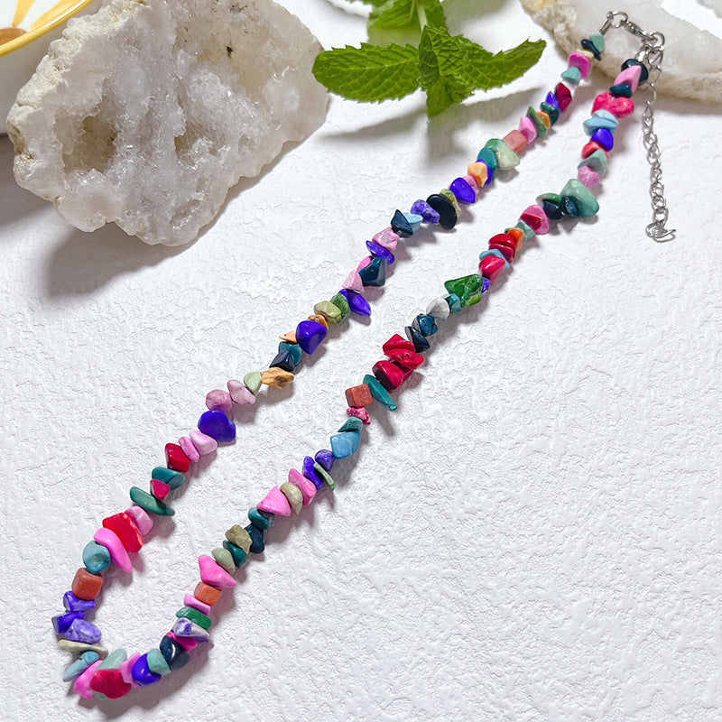 Gravel Style Neck Chain Bohemian Agate Necklaces