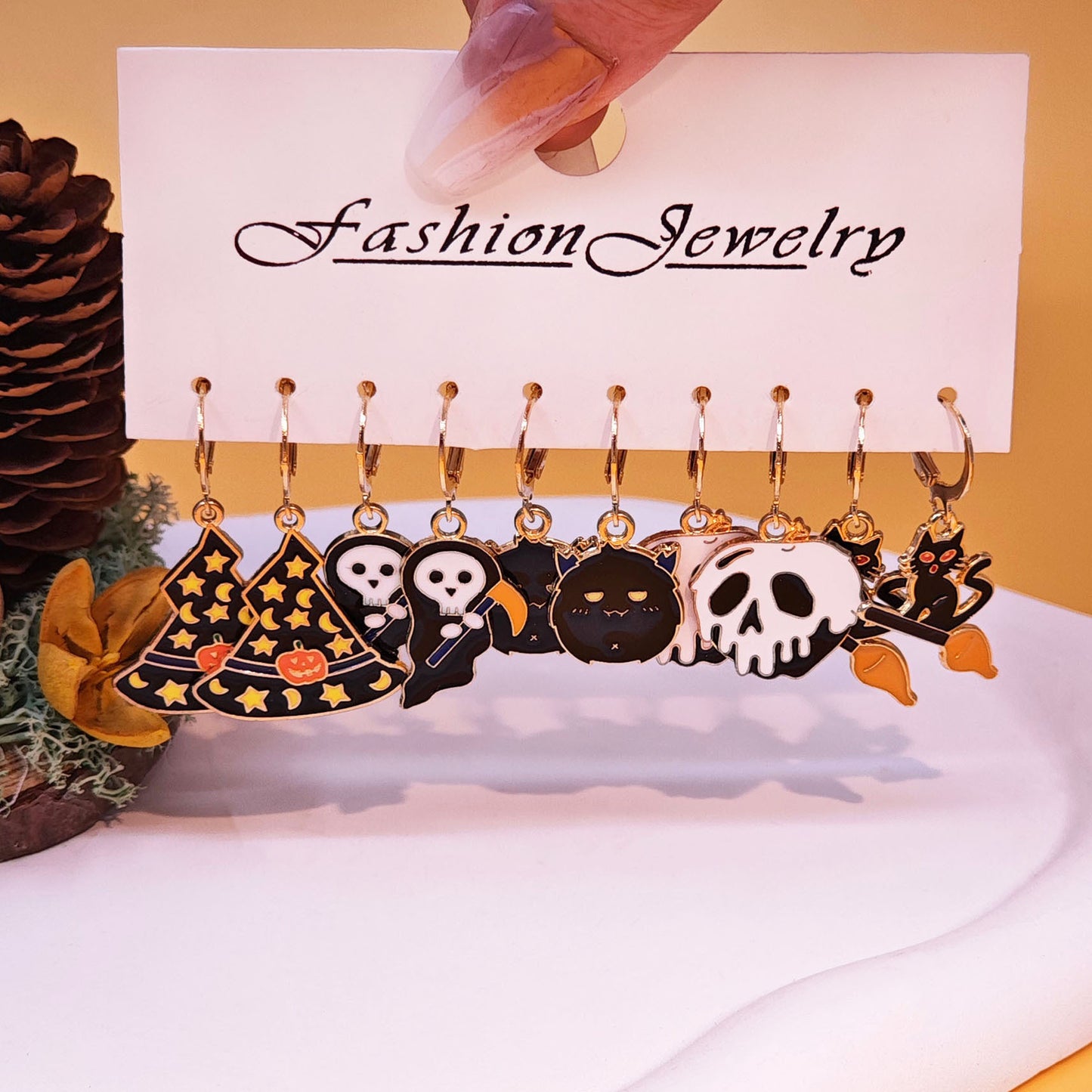 Fashion Halloween Pumpkin Black Cat Funny Personality Creative Smiling Earrings
