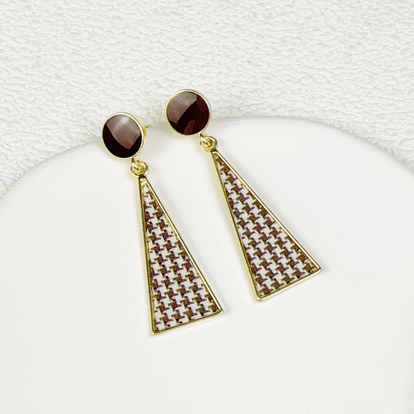 Women's Light Luxury Chessboard Plaid Love Heart Earrings