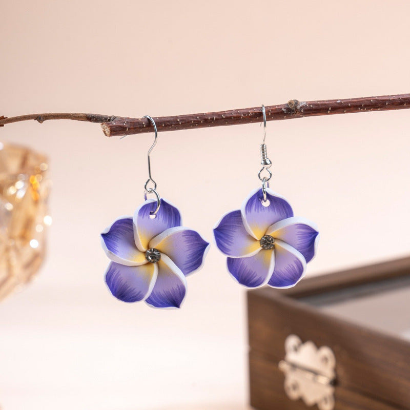 Colorful Flower Acrylic Duplex Printing Three-dimensional Earrings