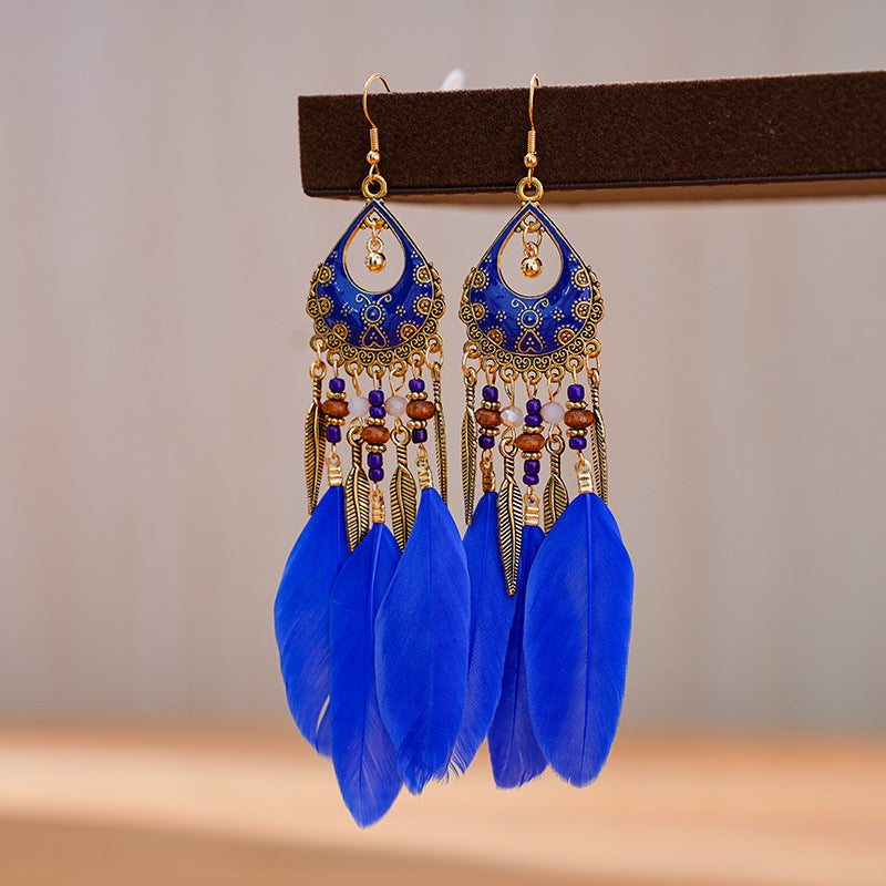 Color Retro Mid-length Feather Your Daisy Earrings