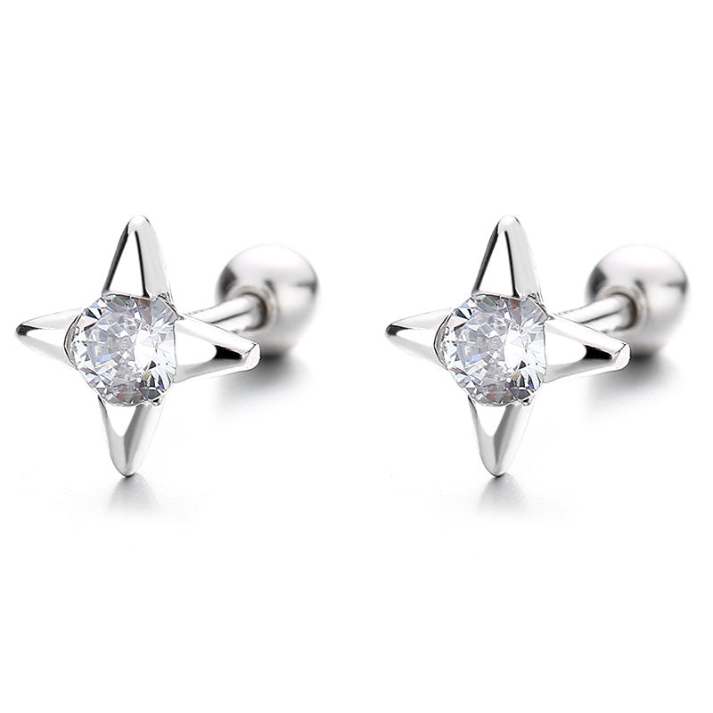 Women's Sier Sun Thread For Simple Versatile Zircon Earrings