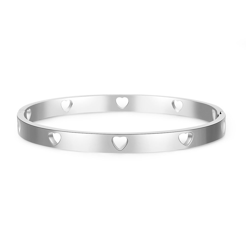 Men's Fashion Simple Titanium Steel Gold Plated Shaped Open Bracelets