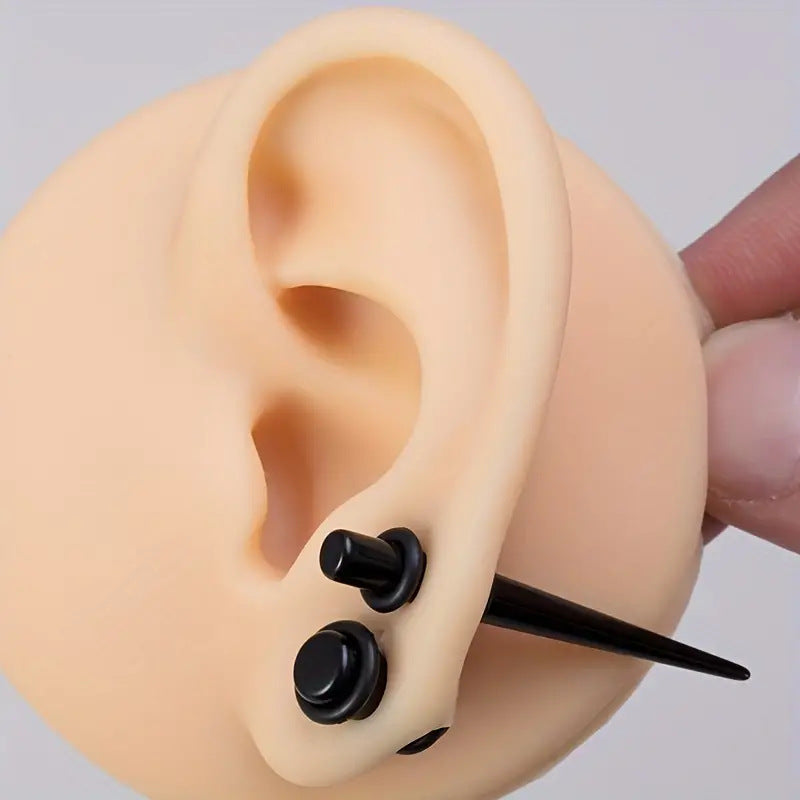 Auricle Ear Extender Black Pointed Cone Device Earrings
