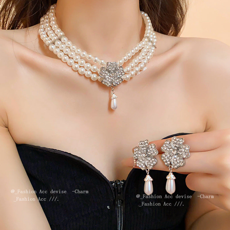 Flower Pearl Niche Creative Clavicle Chain Graceful Fashionable High Necklaces