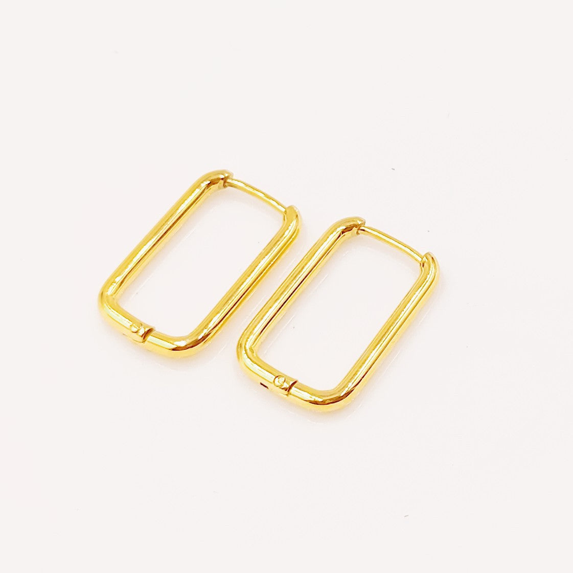 Women's Electric Gold Rectangular Clip Titanium Steel Earrings