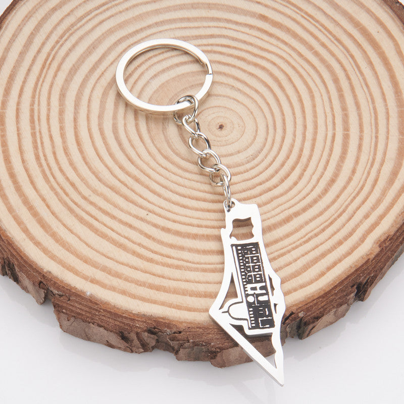 Oil Dripping Vintage Palestine Map Stainless Steel Necklaces