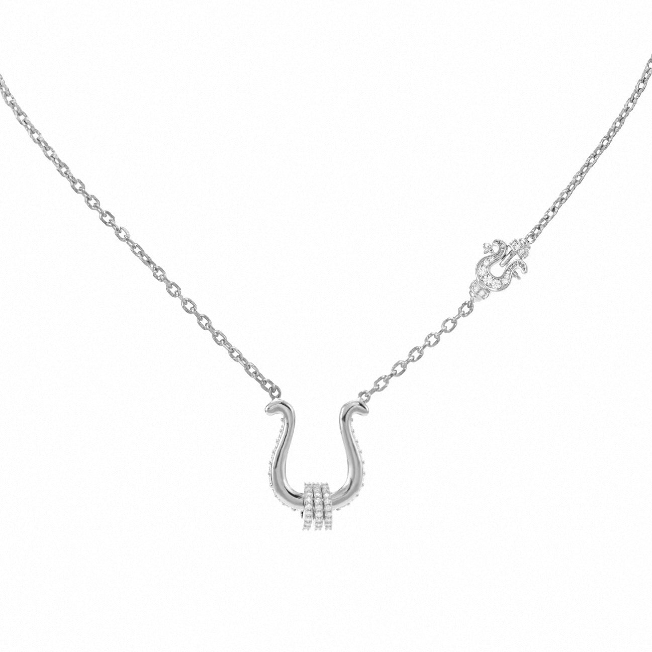 Simple Vachette Clasp Diamond Inlaid Clavicle Chain Necklace