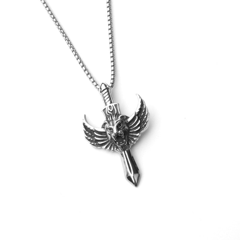 Men's Sword Darkness Dragon Fighter Titanium Steel Necklaces