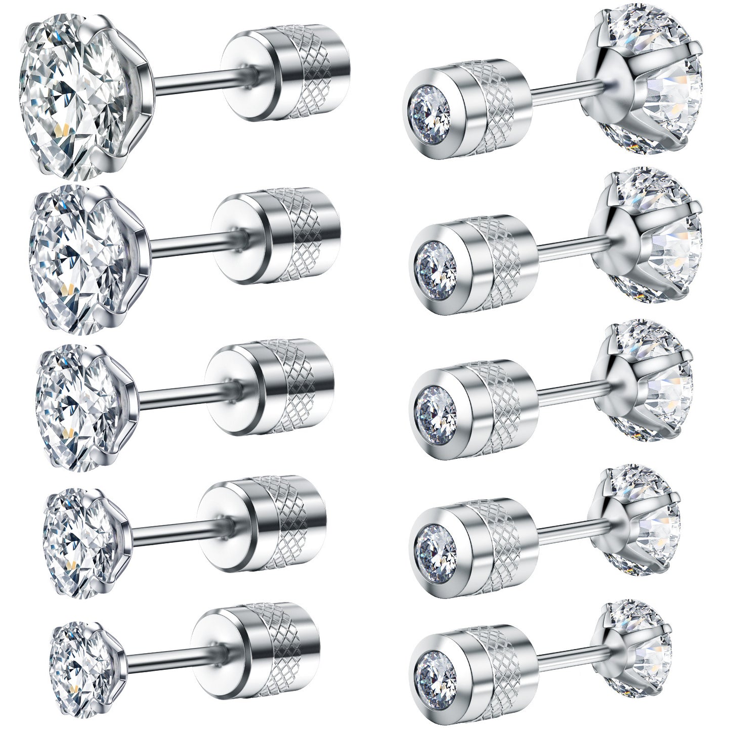 Zircon Stainless Steel Small Stall With Diamond Stud Earrings