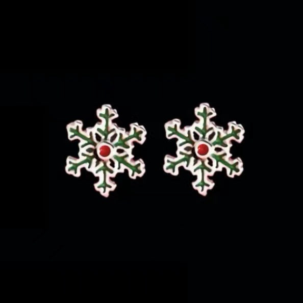 Winter Christmas Snowflake Reindeer Candy Sweet Earrings