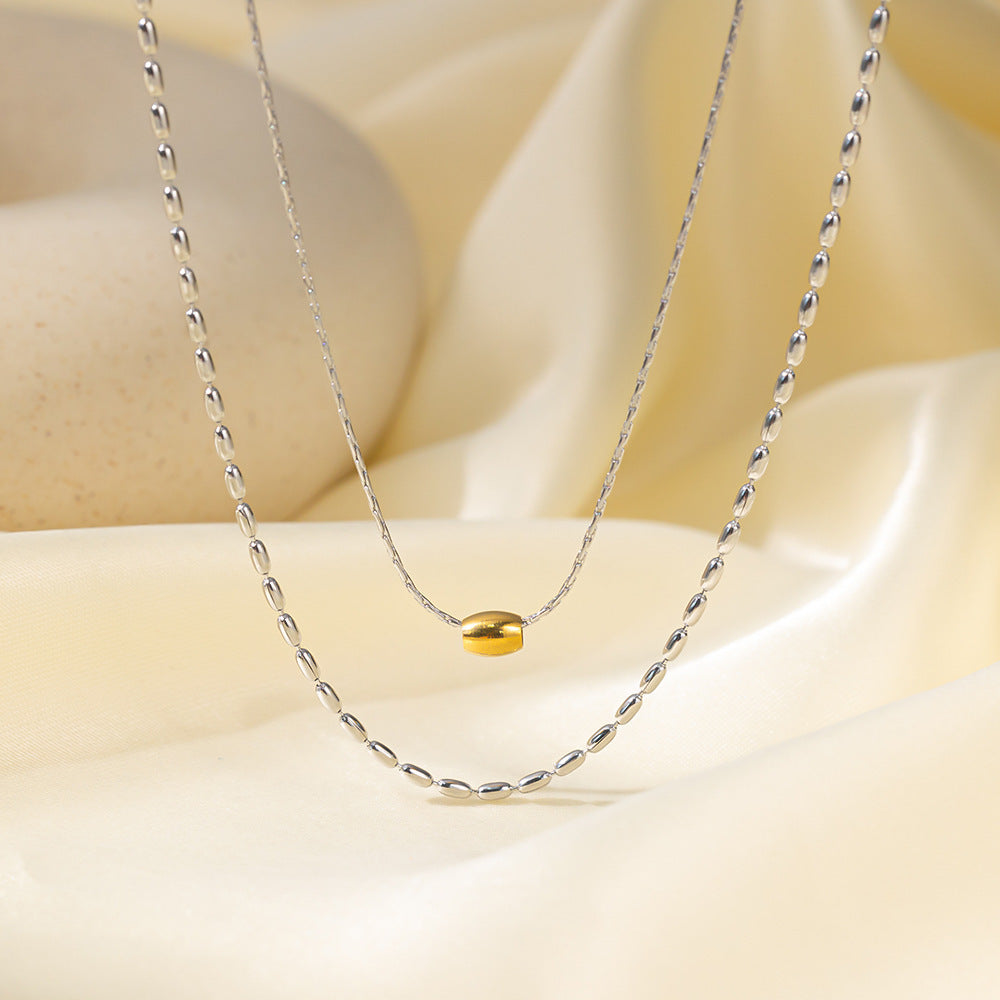 Women's Popular Twin Style Gold-plated Titanium Steel Necklaces