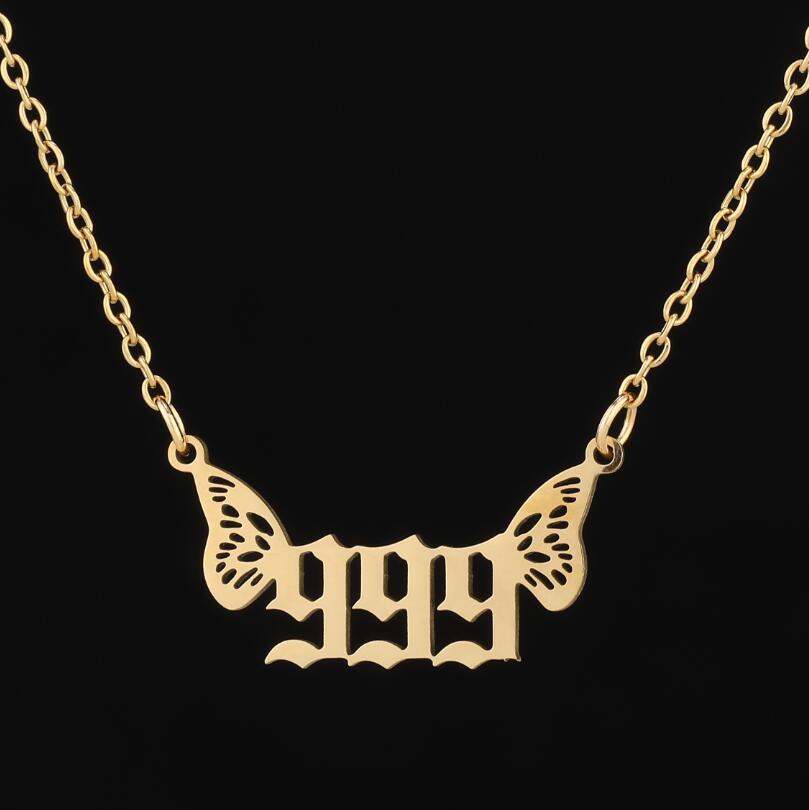 Stainless Steel Gold Plated Angel Digital Necklaces