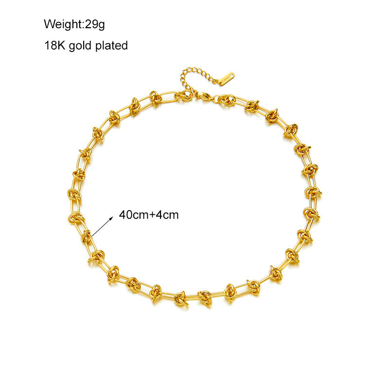 Hop Street Style Knotted Simple Pure Titanium Steel Exaggerated Necklaces