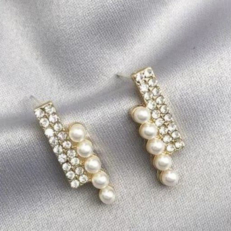 Women's Sier Needle Korean Style French Temperamental Pearl Earrings
