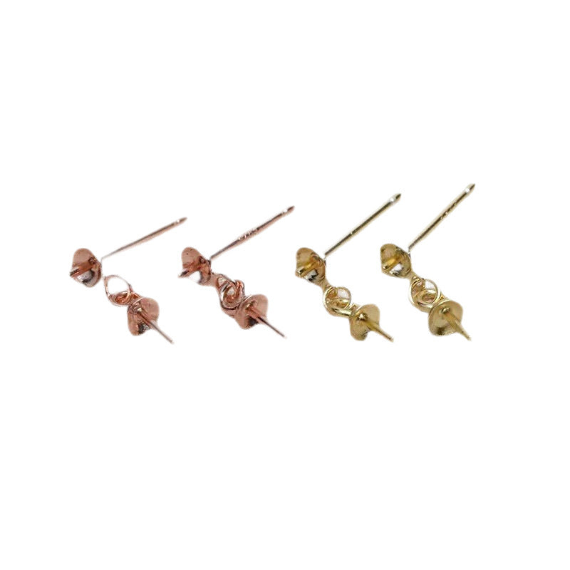 Beaded Double Beads Auricular Needle Bowl Base Stud Earrings