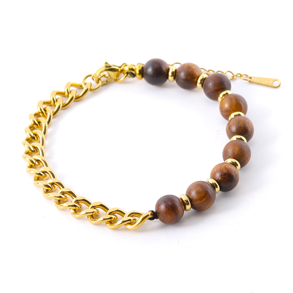 Men's Titanium Steel Cuban Set Natural Tigereye Necklaces