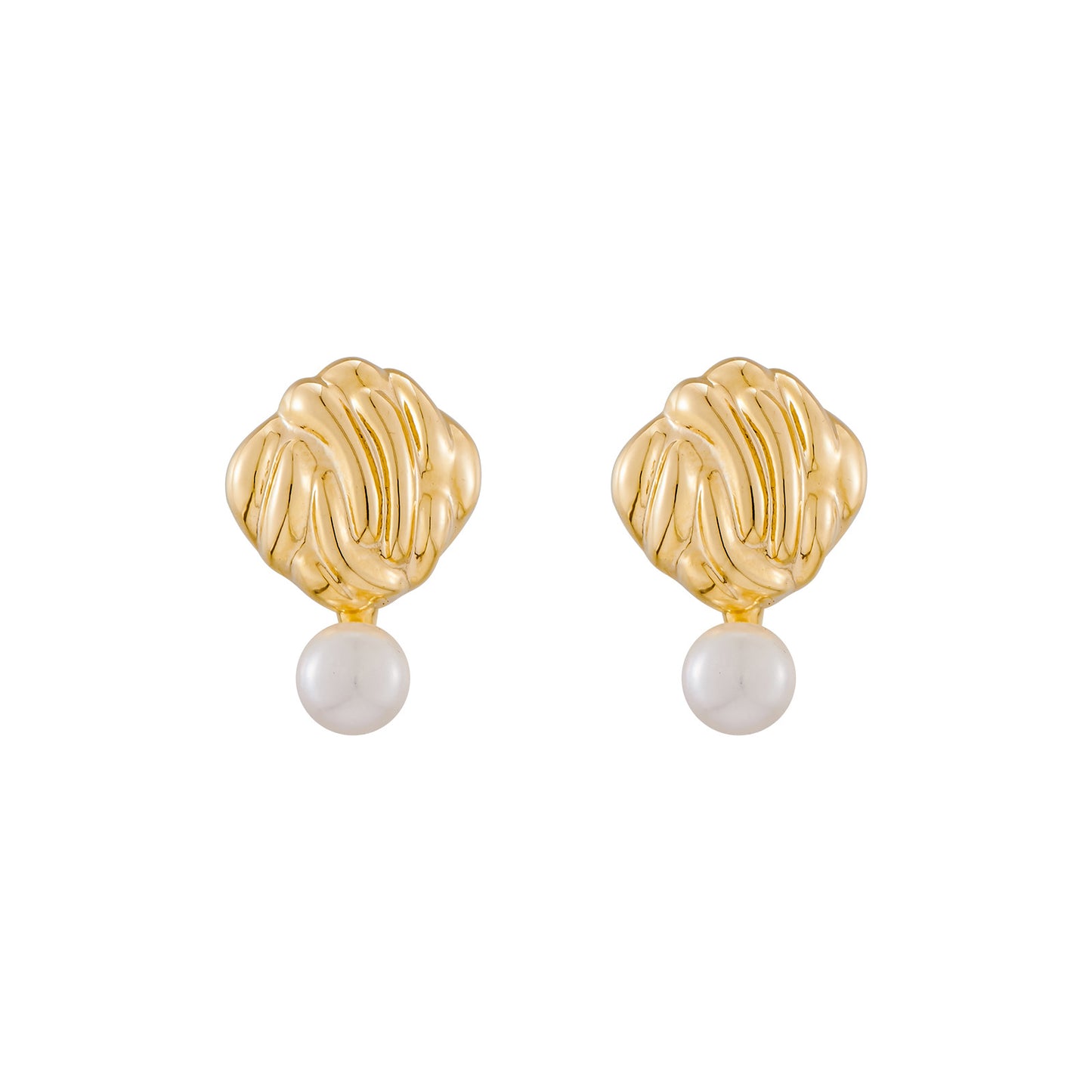 Freshwater Pearl Heart Butterfly Zircon Real Gold Electroplated Earrings