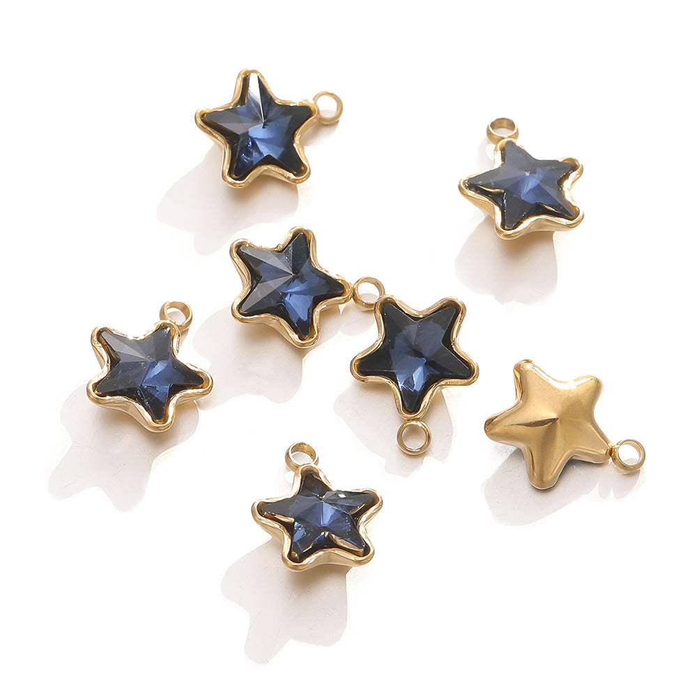 Color Five-pointed Star Retaining Diamond Handmade Pendants
