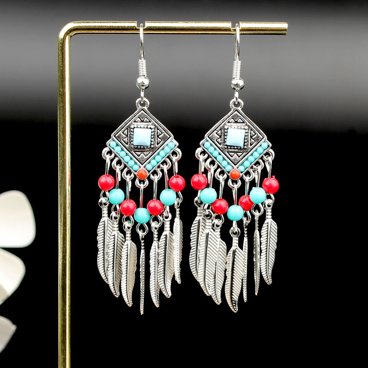 High-grade Tibetan Sier Summer Long Tassel Earrings