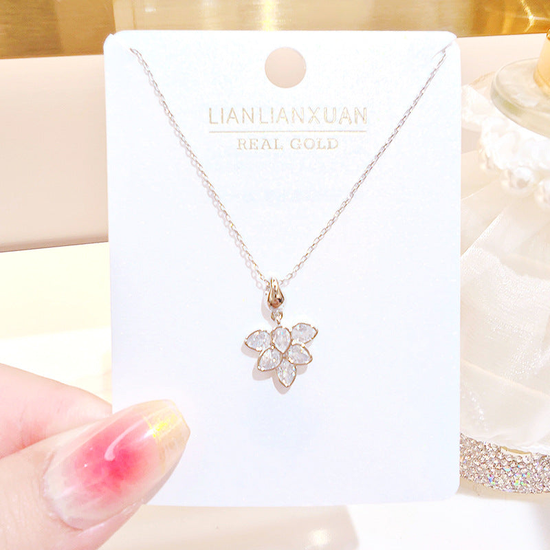 Women's Copper Summer High-grade Simple Refined Zircon Gold Necklaces