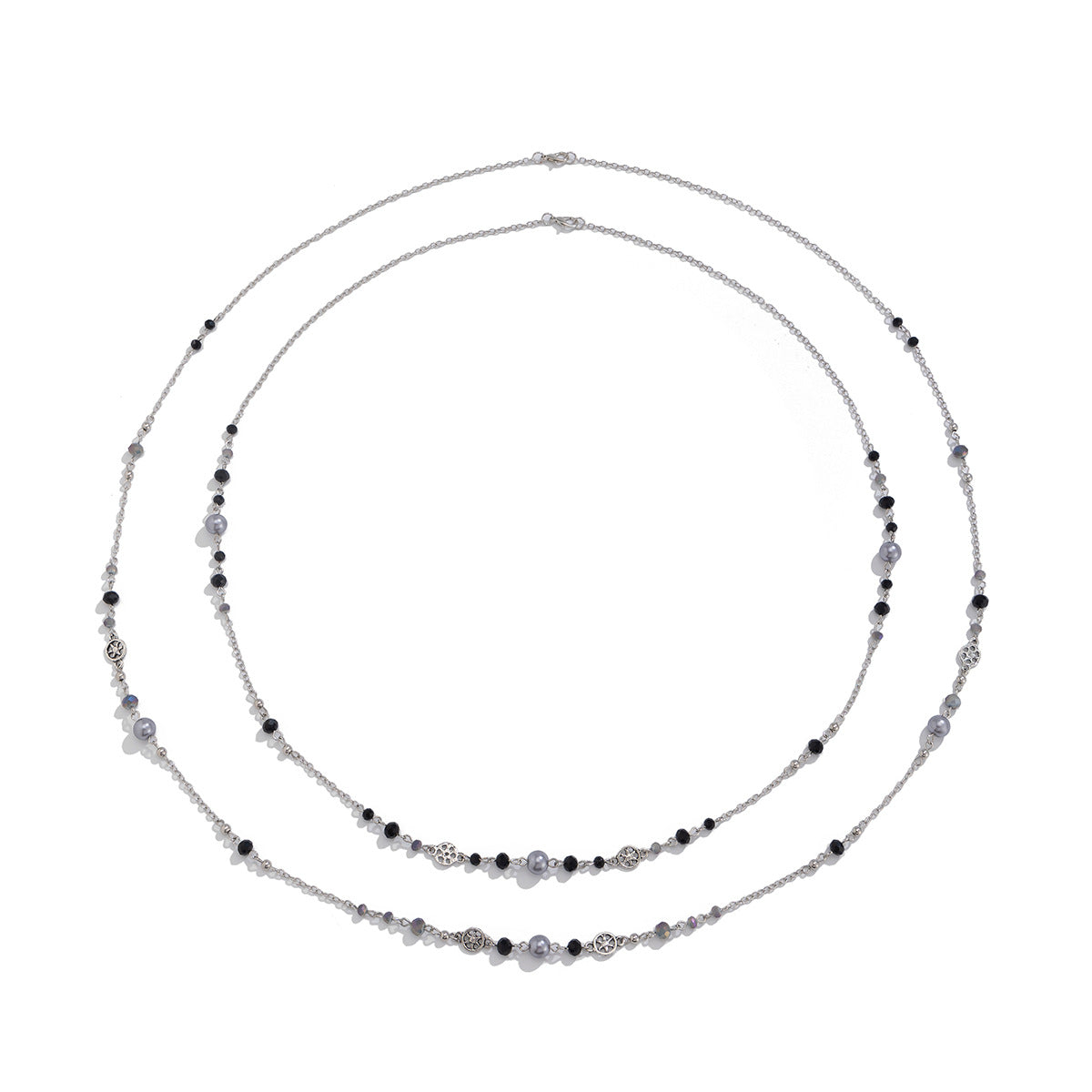 Ornament Style Stringed Pearls Long Design Necklaces