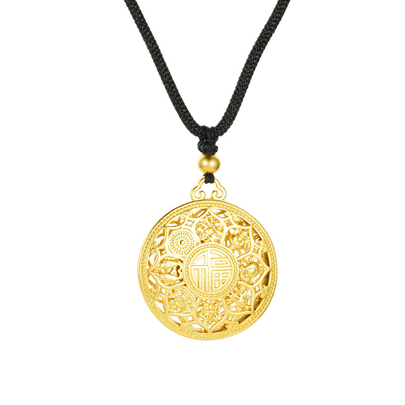 Women's & Men's Vietnam Placer Gold Hollow Out Ancient French Necklaces