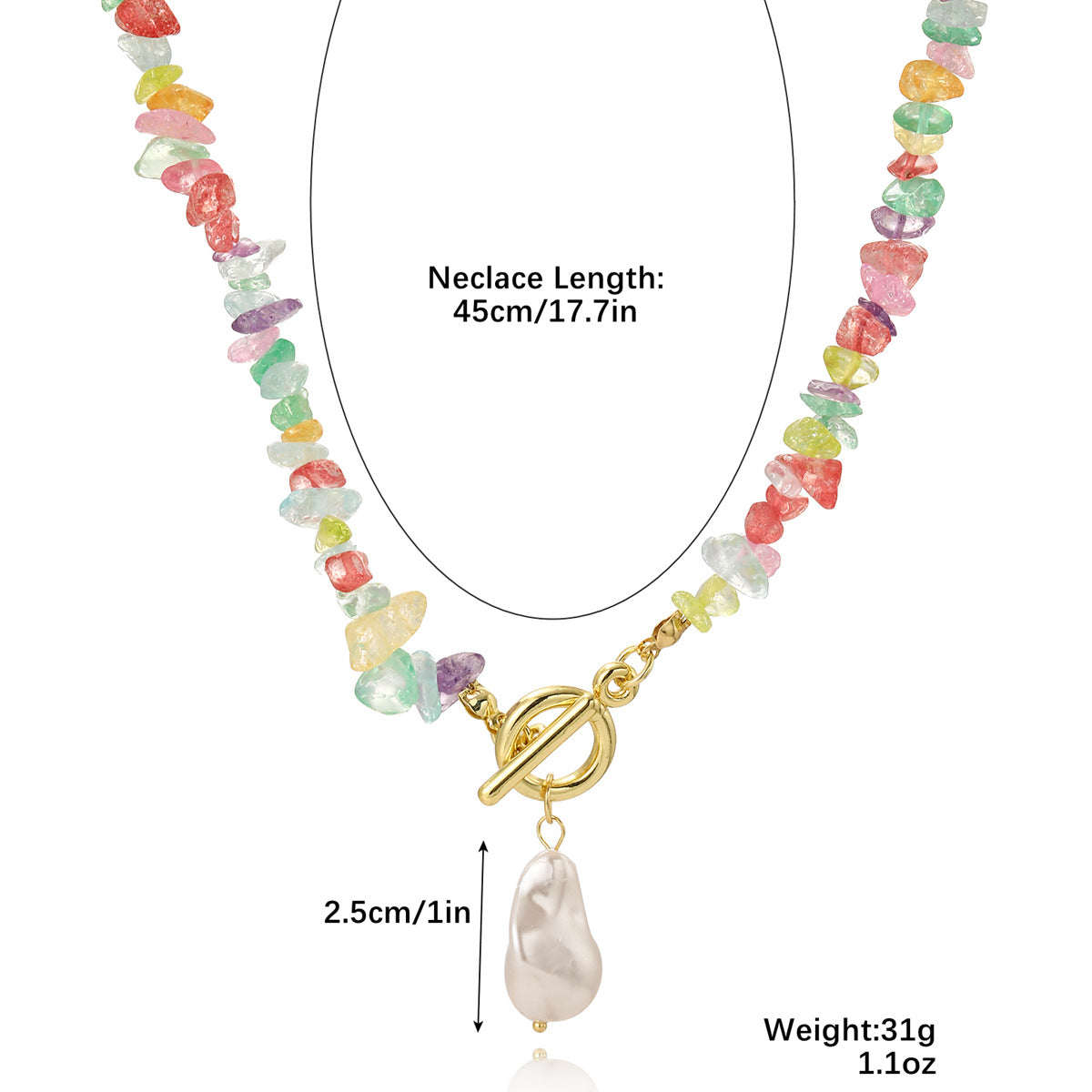 Women's Bohemian Color Gravel For Natural Stone Necklaces
