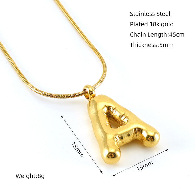 Bubble Letter Snake Bones Chain Titanium Steel Necklaces