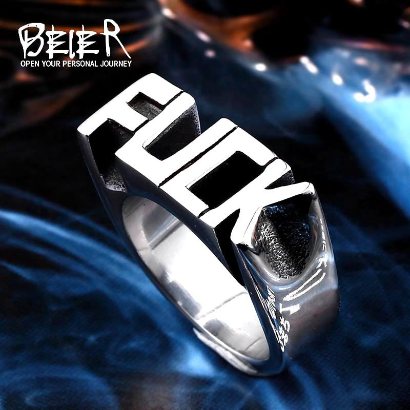 Men's Simple Personality Letter Stainless Steel Ornament Vintage Rings