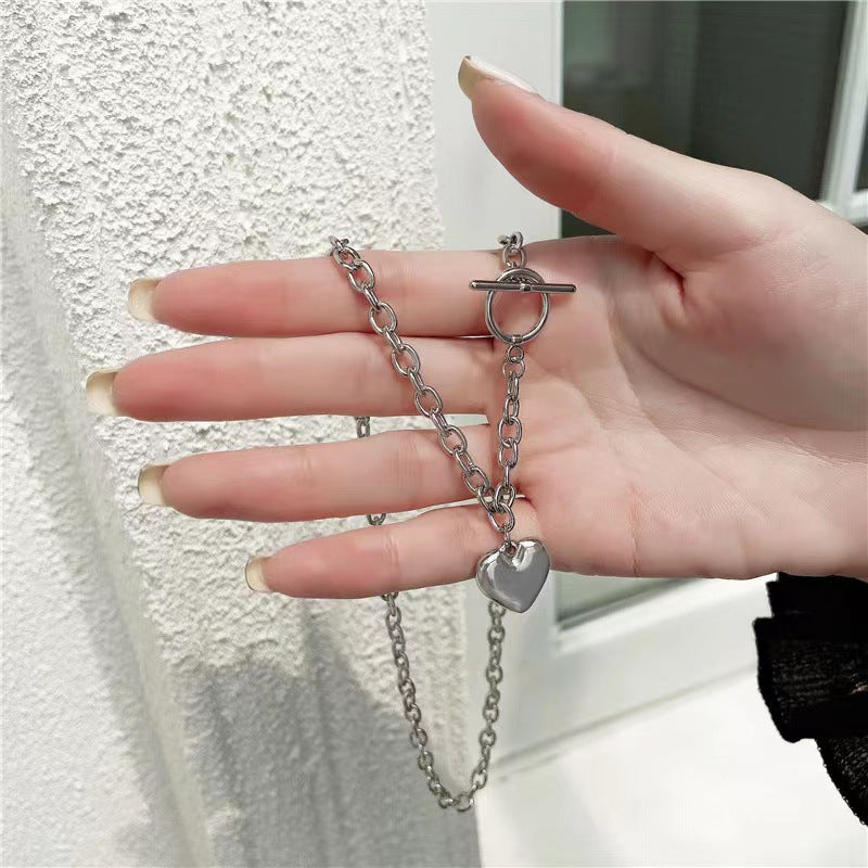 Retro Love Heart Buckle Cool Earth Necklaces