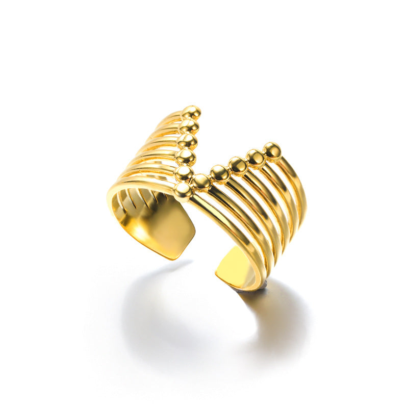 Women's & Men's Vintage Gold Stainless Steel Open For Cross Rings