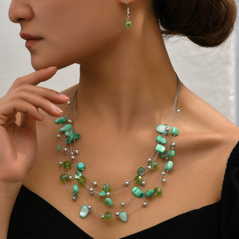 Women's Ornament Bohemian National Style Crystal Turquoise Necklaces