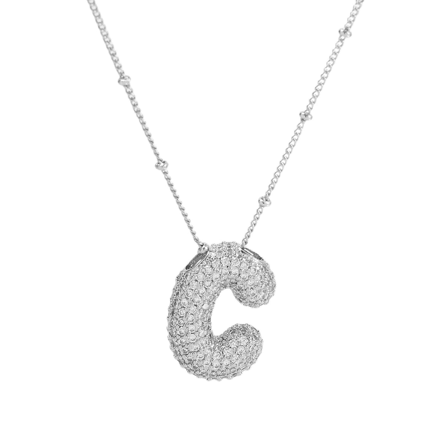Women's Brass Zircon Bubble Balloon Letter Chubby Necklaces