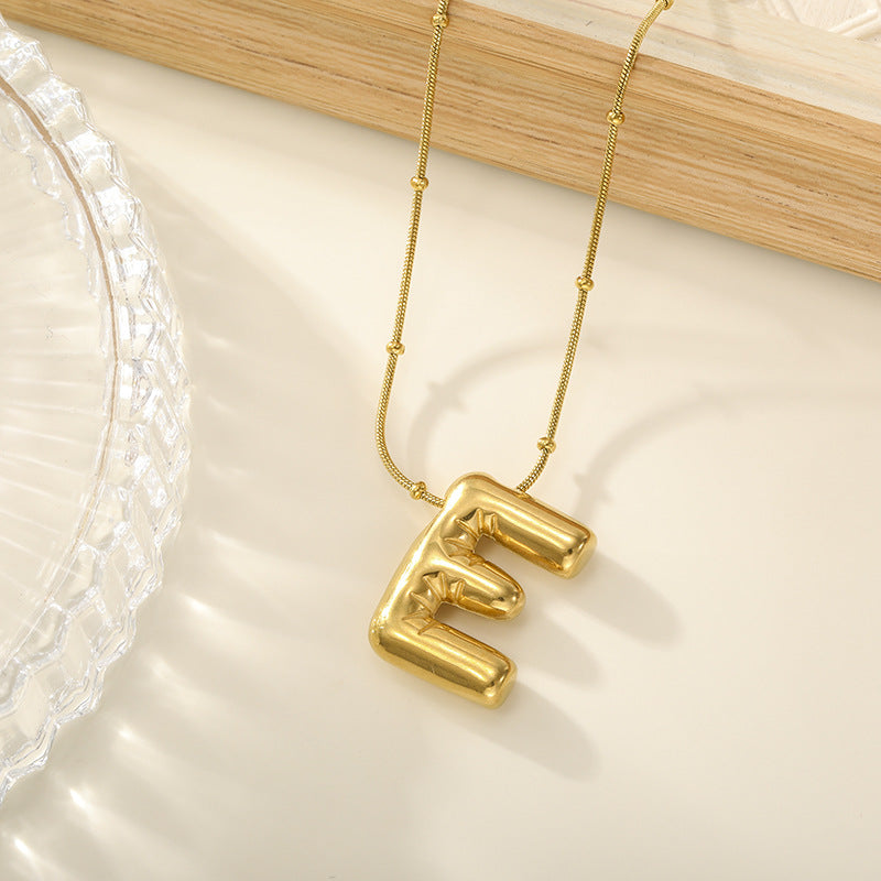 Women's Trendy Bubble Letter Colorfast Titanium Steel Design Pendants