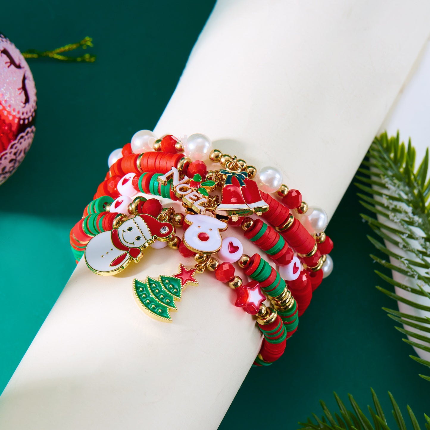 Letters Contrast Color Beaded Polymer Clay Gift Bracelets