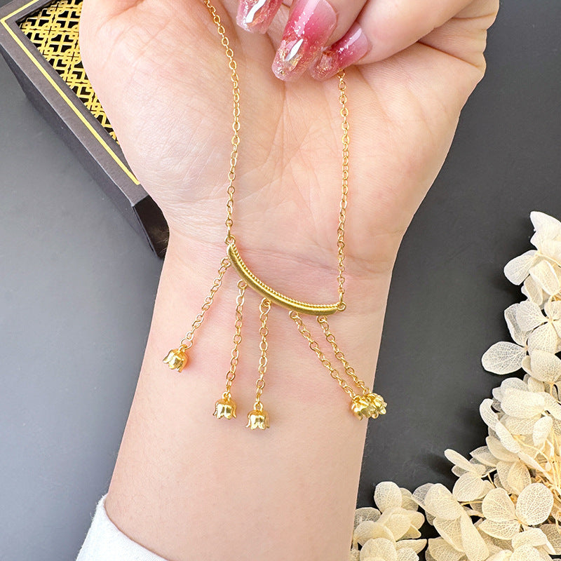 Women's Vietnam Placer Gold Water Wave Chain Necklaces