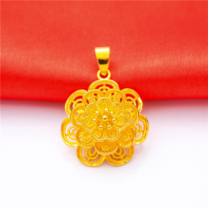 Women's Brass Gold Plated Alluvial Small Love Pendants