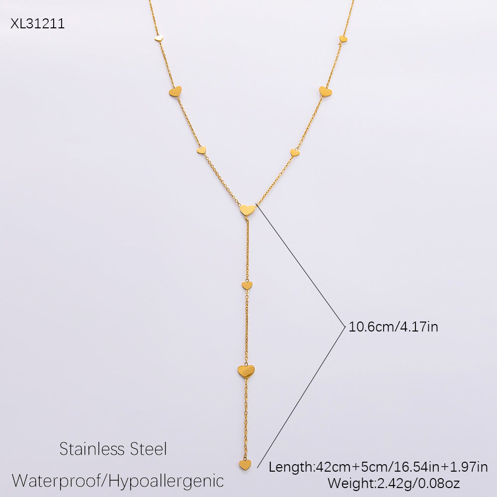 Women's Elegant Stainless Steel Gold-plated Diamond Jewelry Necklaces