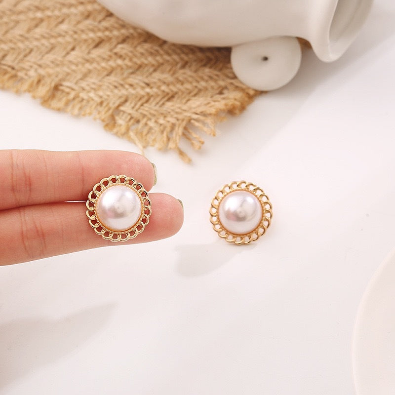 Women's Sier Needle Korean Style French Temperamental Pearl Earrings