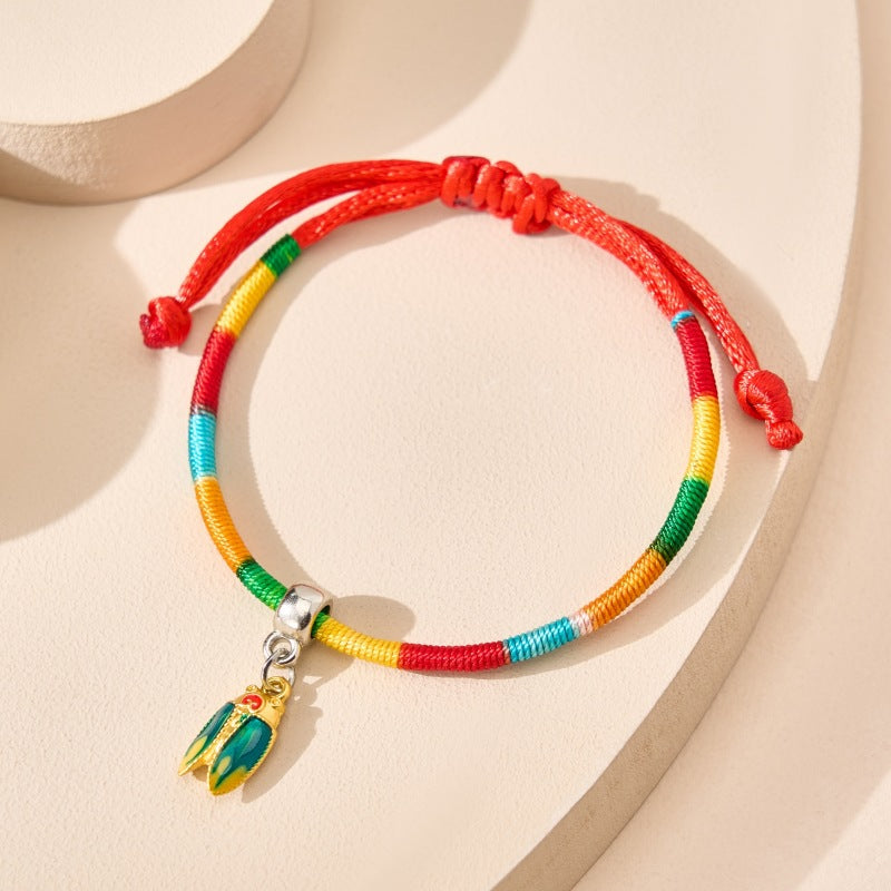 Children's Boat Festival Colorful Rope Hand-woven Alloy Bracelet