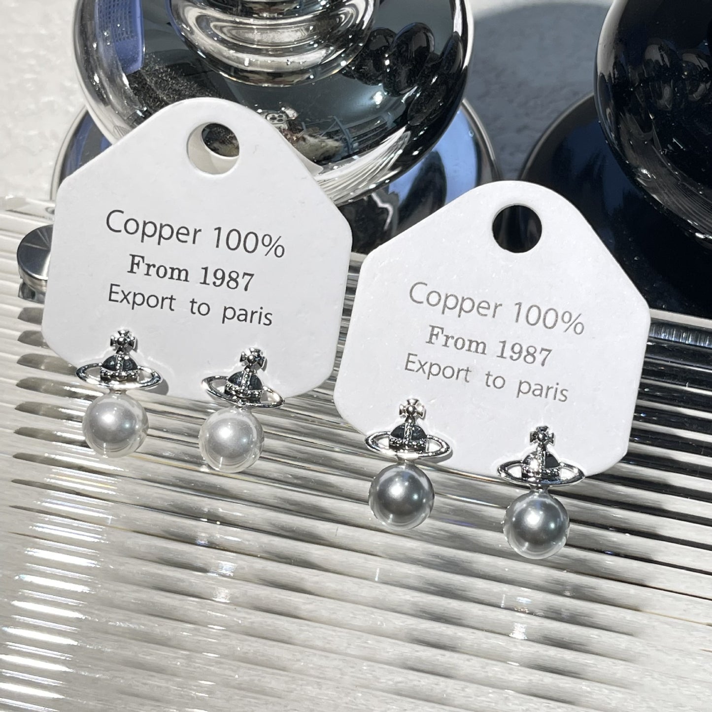 Women's White Pearl Planet Zircon Niche Design Earrings