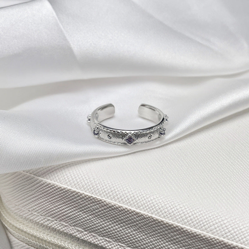 Purple Diamond Open Female Niche French Rings