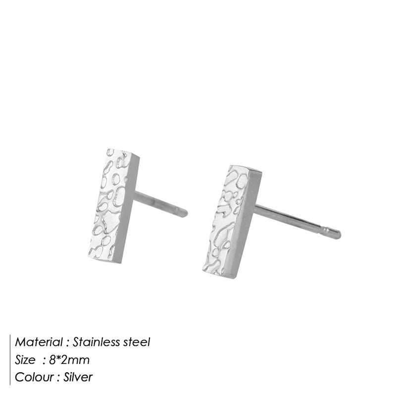 Stainless Steel Simple Punk Geometric Titanium Horizontal Stud Earrings
