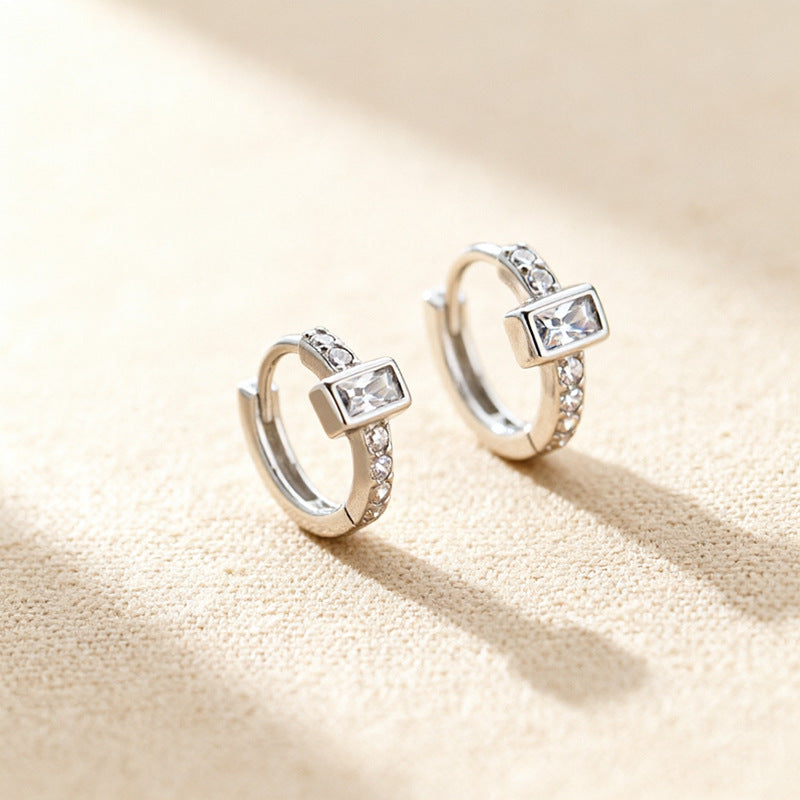 Women's Square Zircon Affordable Luxury Fashion Style High-grade Geometric Simple Earrings