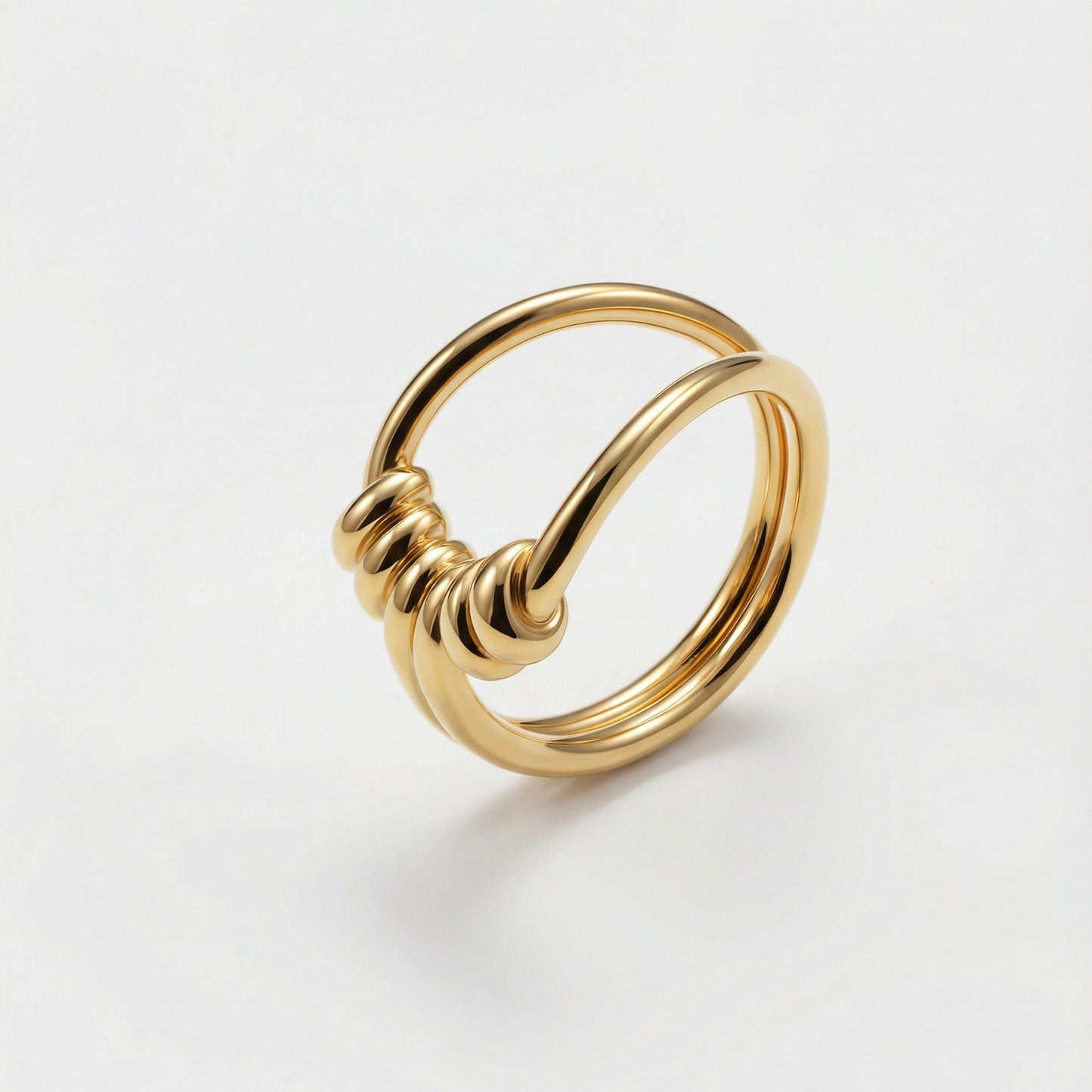 Personalized Knotted Woven Smooth Design Gold-plated Stainless Steel Rings