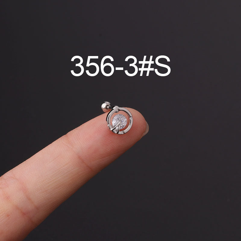 Twist Ball Ear Bone Piercing Zircon Earrings