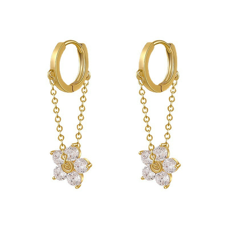 Diamond Flower Female Simple Super Fairy Earrings