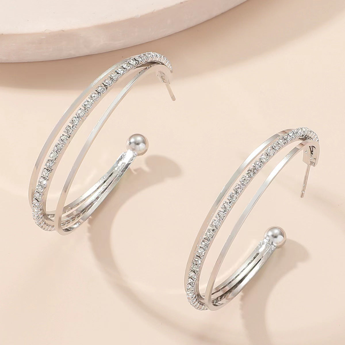 Elegant Fashion Iii Ear Diamond Super Flash Exaggerated Big Sier Earrings