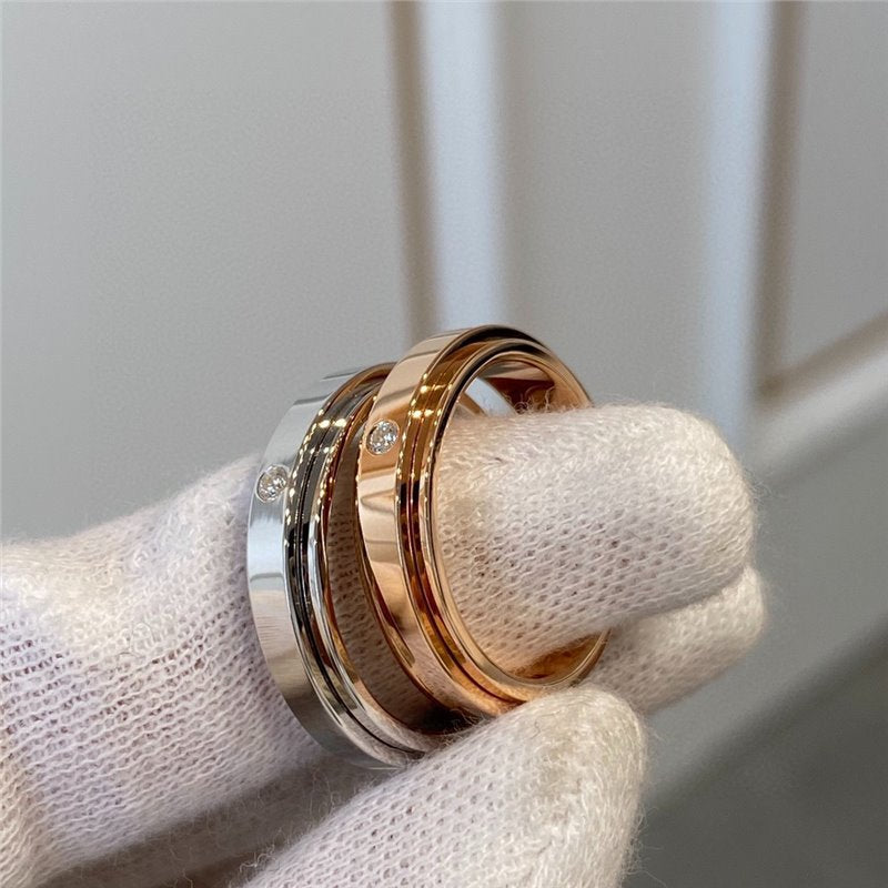 Women's & Men's Sier Color Single Diamond Seven Small One Circle Rings